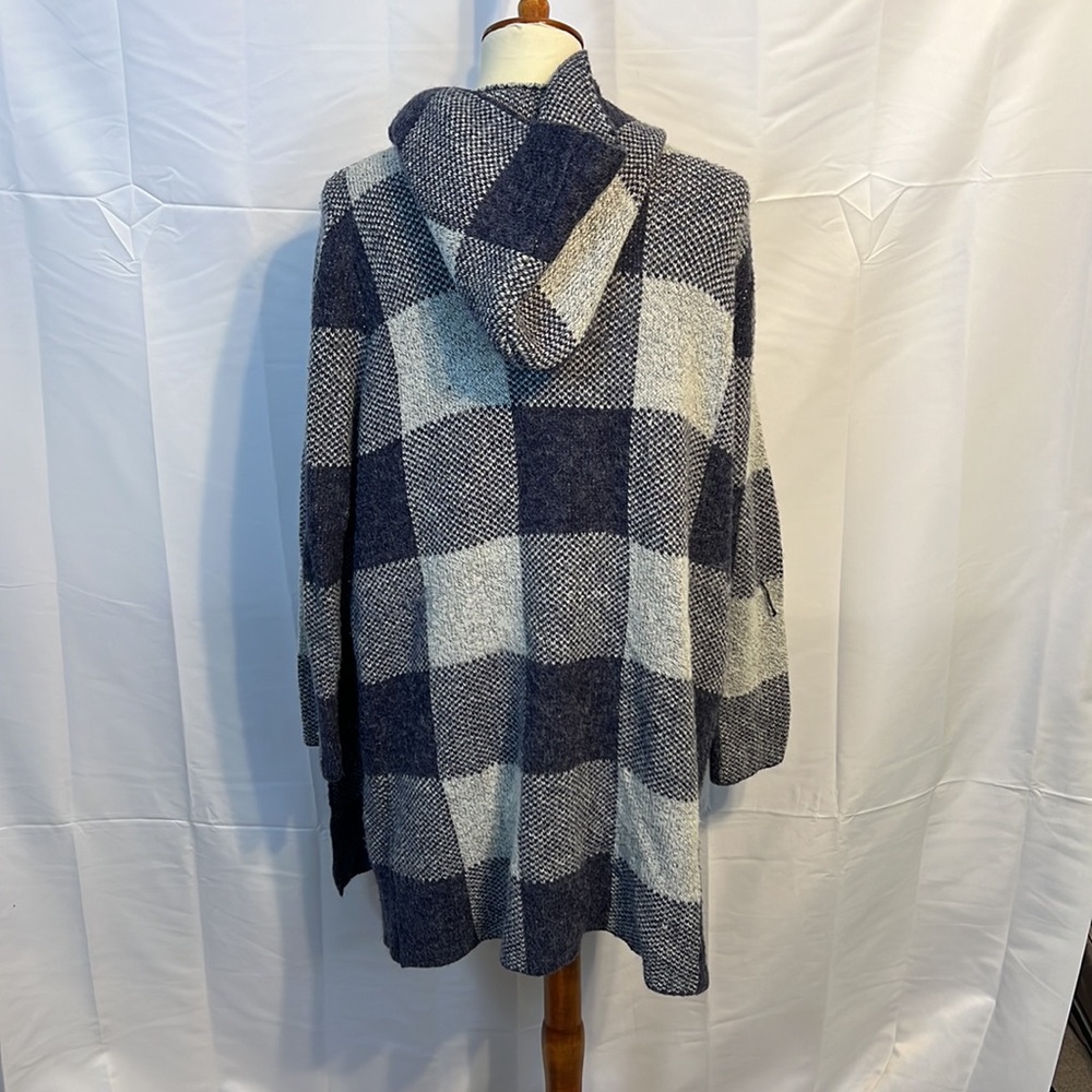Plaid Hooded long Cardigan - Picture 4 of 6